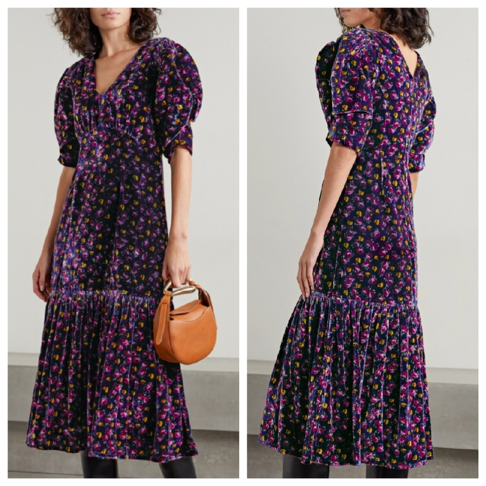 NEW Sea 0 Velvet Midi Maxi Floral Dress